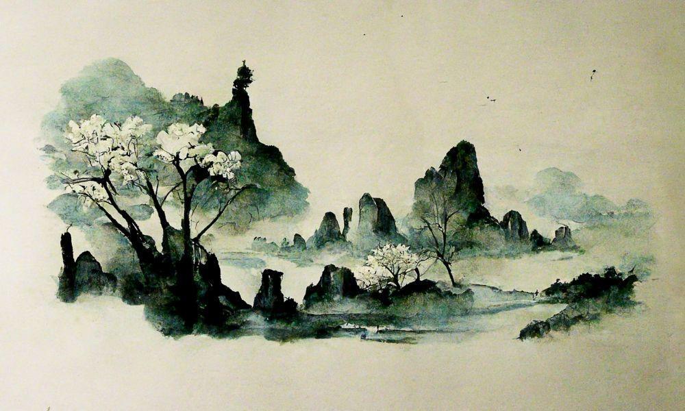 White Trees on Mountain Top